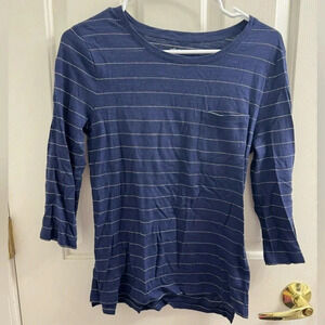 Banana Republic blue with gold stripes Malibu tee 3/4 length sleeves